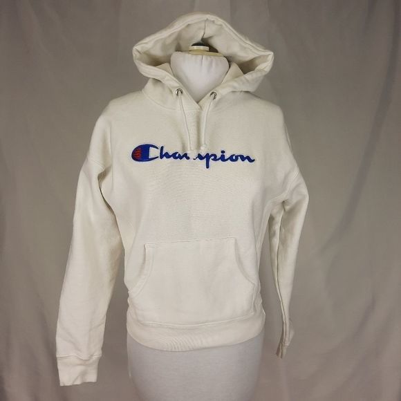 Men's Reverse Weave Script Logo Hoodie in White